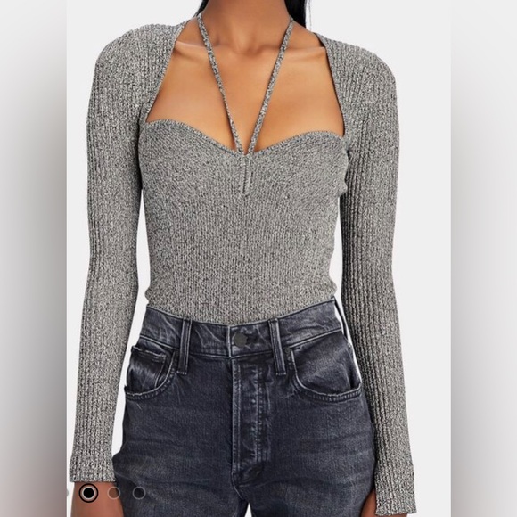 SIMKHAI Marled Knit Sweetheart Halter Top - Picture 1 of 2